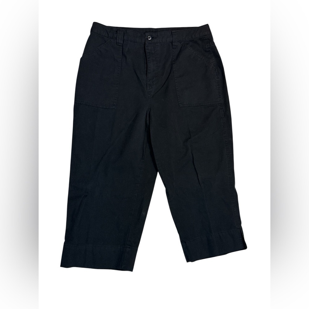 Bill Blass Vintage 90s Black Cargo 100% Cotton Capris Size 14
